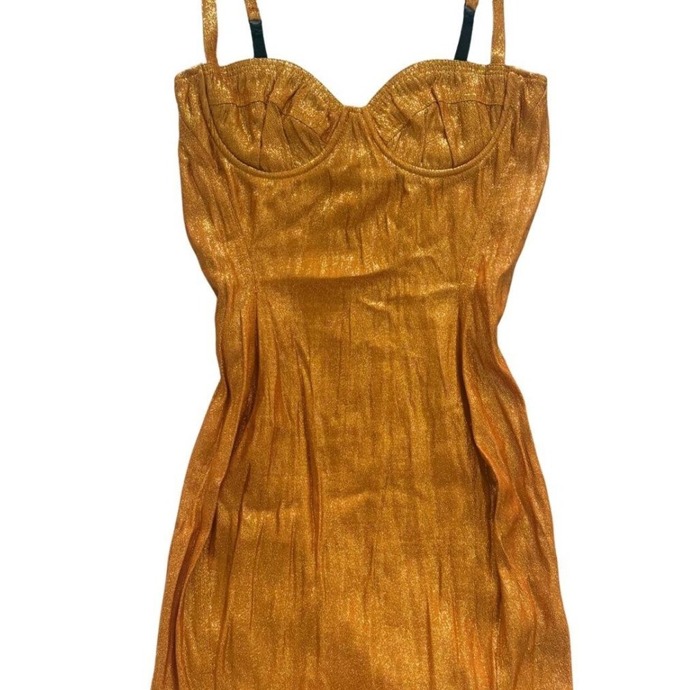 Vintage Y2K Tripp NYC Metallic Gold Mini Dress
